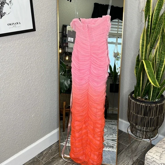 HOUSE OF CB 'Sapphire' Ombre Gathered Maxi Dress NWT